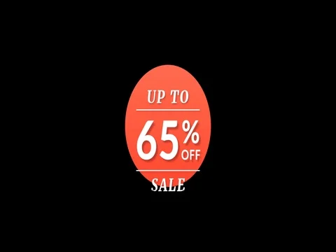 65% special offer, sale, discount, percentages on black background. Stock Footage