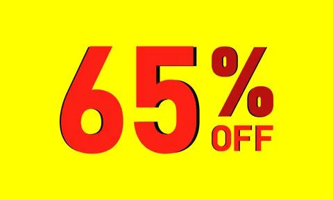 65% OFF text on yellow background Stock Illustration