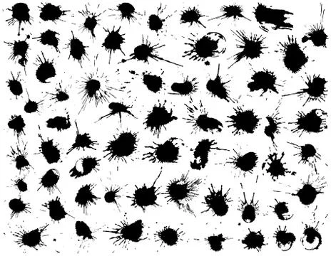65 unique hand drawn ink blots Illustration