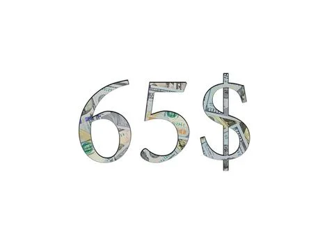 $ 65. Us dollar banknotes. The texture of the money. Isolated on white backgr Stock Photos