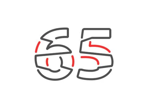65 vector number. Modern trendy, creative style line design. For logo, brand  Stock Illustration