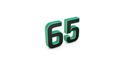 65 written Sixty five written 3D text in white background Stock Illustration