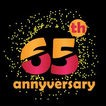 65 Year Anniversary Vector Template Design Illustration - Vector Stock Illustration