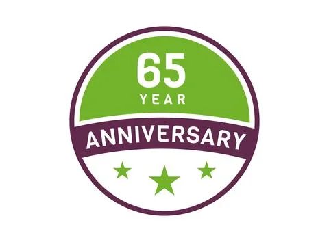 65 years anniversary image, 65 year Anniversary logo isolated on white back.. Stock Illustration