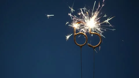 65 Years Celebration Festive Background with Sparklers Stock Footage 323226915