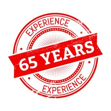 65 years experience round stamp 스톡 일러스트
