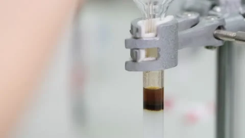 6548 Loading sample in to silica gel column chromatography Stock Footage 146458218