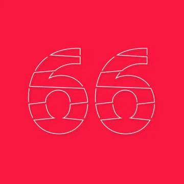 66 number, linear stroke font. Modern trendy, creative style design. For logo Stock Illustration