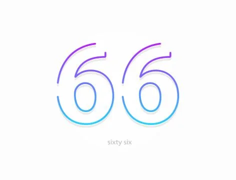 66 number, outline stroke gradient font. Trendy, dynamic creative style desig Stock Illustration