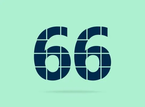 66 number, vector desing font.  Made of knife cut. For logo, brand label, des Stock Illustration