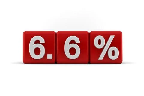 6.6 percent in white numbers on red cubes Stock Illustration