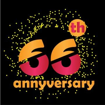 66 Year Anniversary Vector Template Design Illustration - Vector Stock Illustration