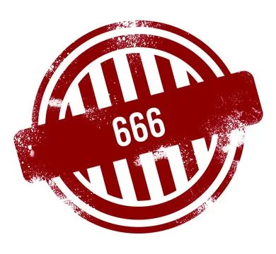 666, red grunge button, stamp Illustrazione stock
