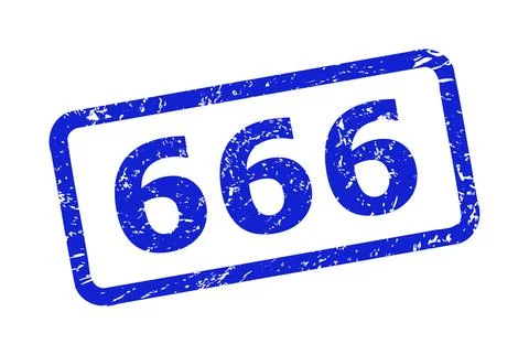666 Stamp Seal with Corroded Texture and Rounded Rect Frame Stock Illustration