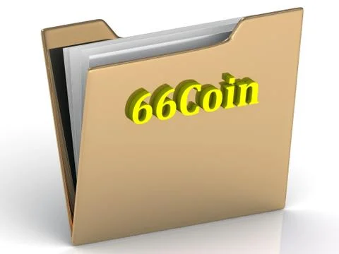 66Coin- bright letters on a gold folder on a white background Stock Illustration