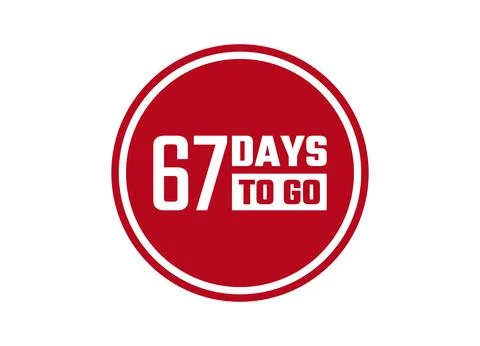 67 days to go red vector banner illustration isolated on white background Stockillustratie