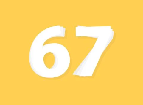 67 Number vector, modern layers design font. Eps10 illustration 스톡 일러스트