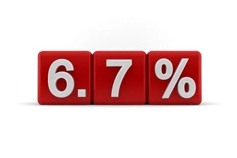 6.7 percent in white numbers on red cubes Stock Illustration