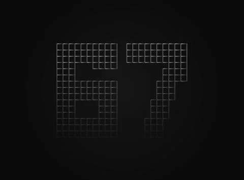 67 vector number made of metal chain link fence. For logo, brand label, desig Stock Illustration