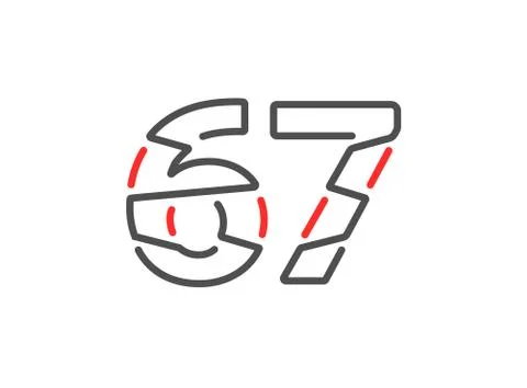 67 vector number. Modern trendy, creative style line design. For logo, brand  Stock Illustration