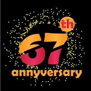 67 Year Anniversary Vector Template Design Illustration - Vector Stock Illustration