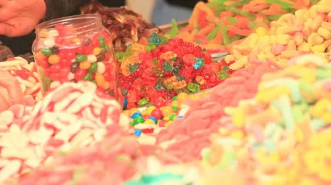 672. cu on teddy bears jelly candies and chewing gums Stock Footage 21763314