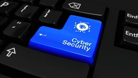 68. Cyber Security Round Motion On Computer Keyboard Button. Stock Footage 95392229