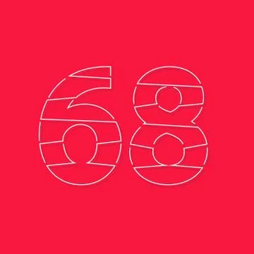 68 number, linear stroke font. Modern trendy, creative style design. For logo Stock Illustration