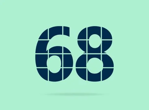 68 number, vector desing font.  Made of knife cut. For logo, brand label, des Stock Illustration