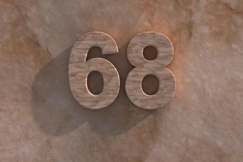 68 in numerals in mottled sandstone Stock Illustration
