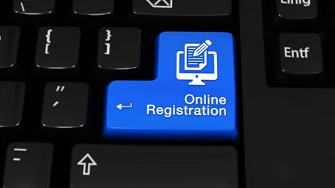 68. Online Registration Rotation Motion On Computer Keyboard Button. 動画素材 95237751