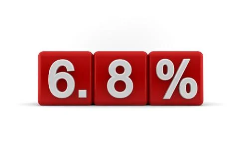 6.8 percent in white numbers on red cubes Stock Illustration