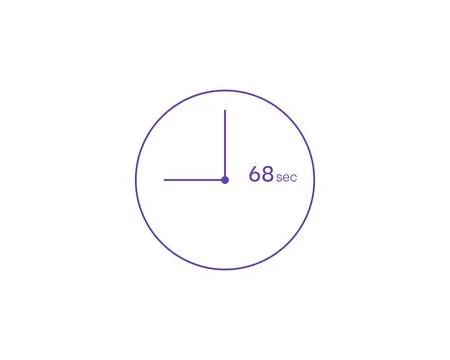 The 68 seconds, Timer 68 sec icon, stopwatch vector icon. Clock and watch, .. Stock Illustration