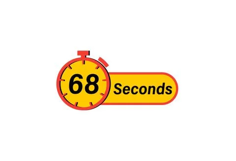 68 Seconds timer Clock, Timer icon, countdown icon. Time measure. Chronomet.. Illustrazione stock