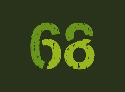 68 vector number made of grungy, grunge texture. Rubber stamp imprint style.  Stock Illustration