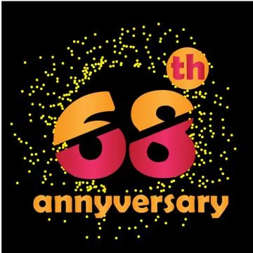 68 Year Anniversary Vector Template Design Illustration - Vector Stock Illustration