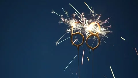 68 Years Celebration Festive Background with Sparklers Stock Footage 323226941