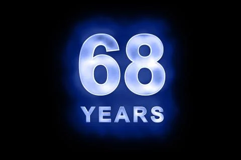 68 years in glowing white numbers on blue Stock Illustration