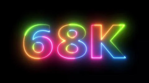 68K Neon Light Text Animated  Digital Count Celebration Success Vivid Color.. Stock Illustration