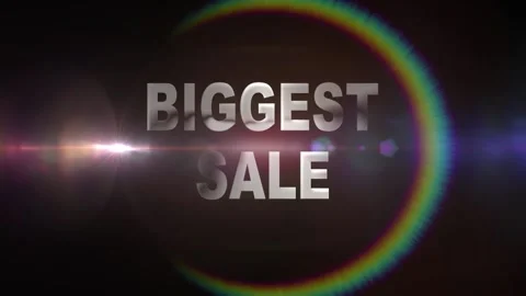 69 Animation Text Neon and Lens Flare Effect Biggest Sale v2 Stock-Footage 136576153