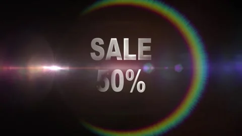 69 Animation Text Neon and Lens Flare Effect Sale 50 v2 Stock Footage 136576269
