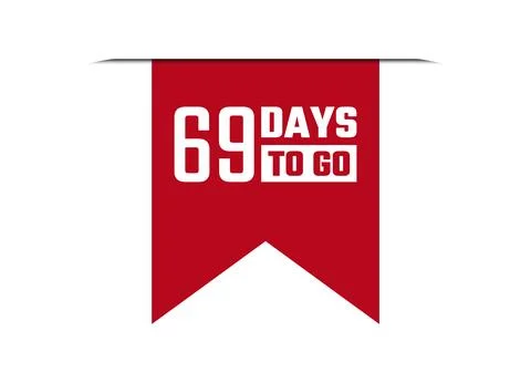 69 days to go red vector banner illustration isolated on white background Stock Illustration