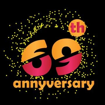 69 Year Anniversary Vector Template Design Illustration - Vector Stock Illustration