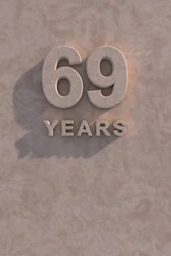 69 years 3d text Stock Illustration