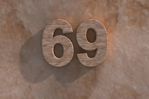 69in numerals in mottled sandstone Stock Illustration