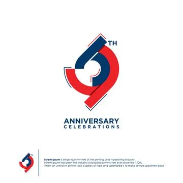 69th Anniversary logotype design flat style design template Stock Illustration
