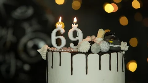 69th Birthday Cake with decorations Stock Footage 249951542