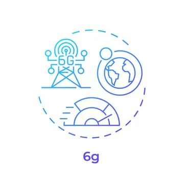 6G blue gradient concept icon Stock Illustration