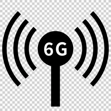 6G communication tower, antenna, base station icon Stock Illustration