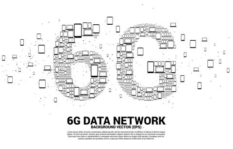 6G Data technology from device icon. Concept for mobile telecommunication glo Stock Illustration